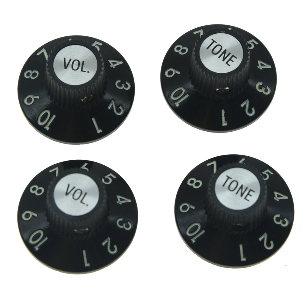 Telecaster Black Witch Hat Bakelite Knobs - 2 Volume, 2 Tone - Ploutone