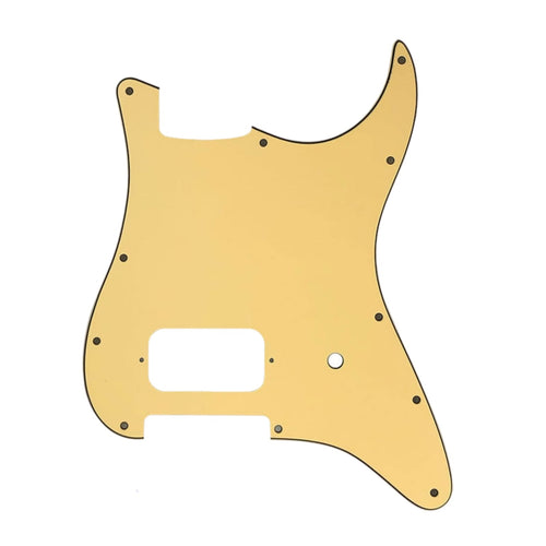 11-Hole Single Humbucker (Tom Delonge) Strat Pickguard - 3-Ply Cream Yellow - Ploutone