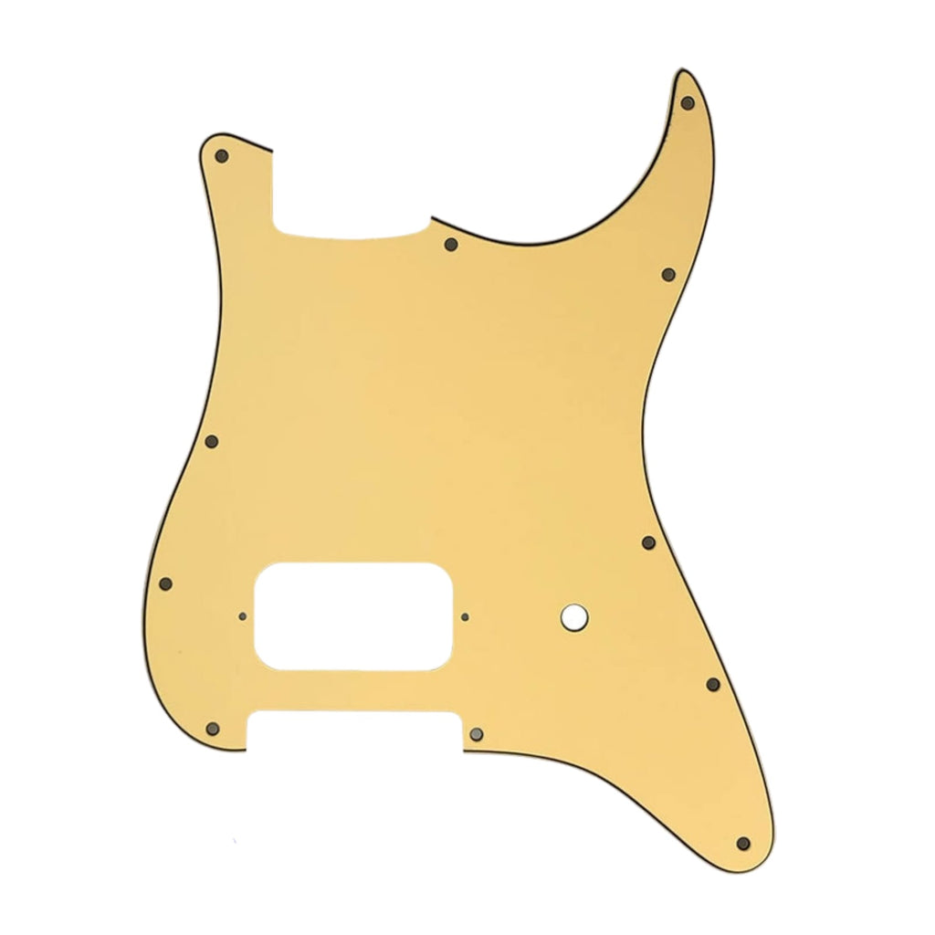 11-Hole Single Humbucker Strat Pickguard - 3Ply Cream Yellow Pickguards from Ploutone