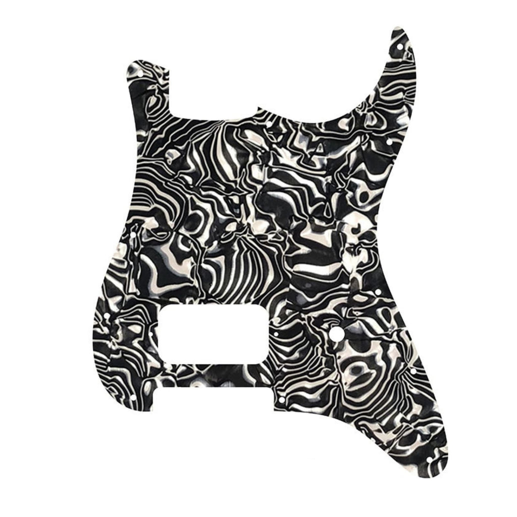 11-Hole Single Humbucker Strat Pickguard - Black Pearl Shell - Ploutone