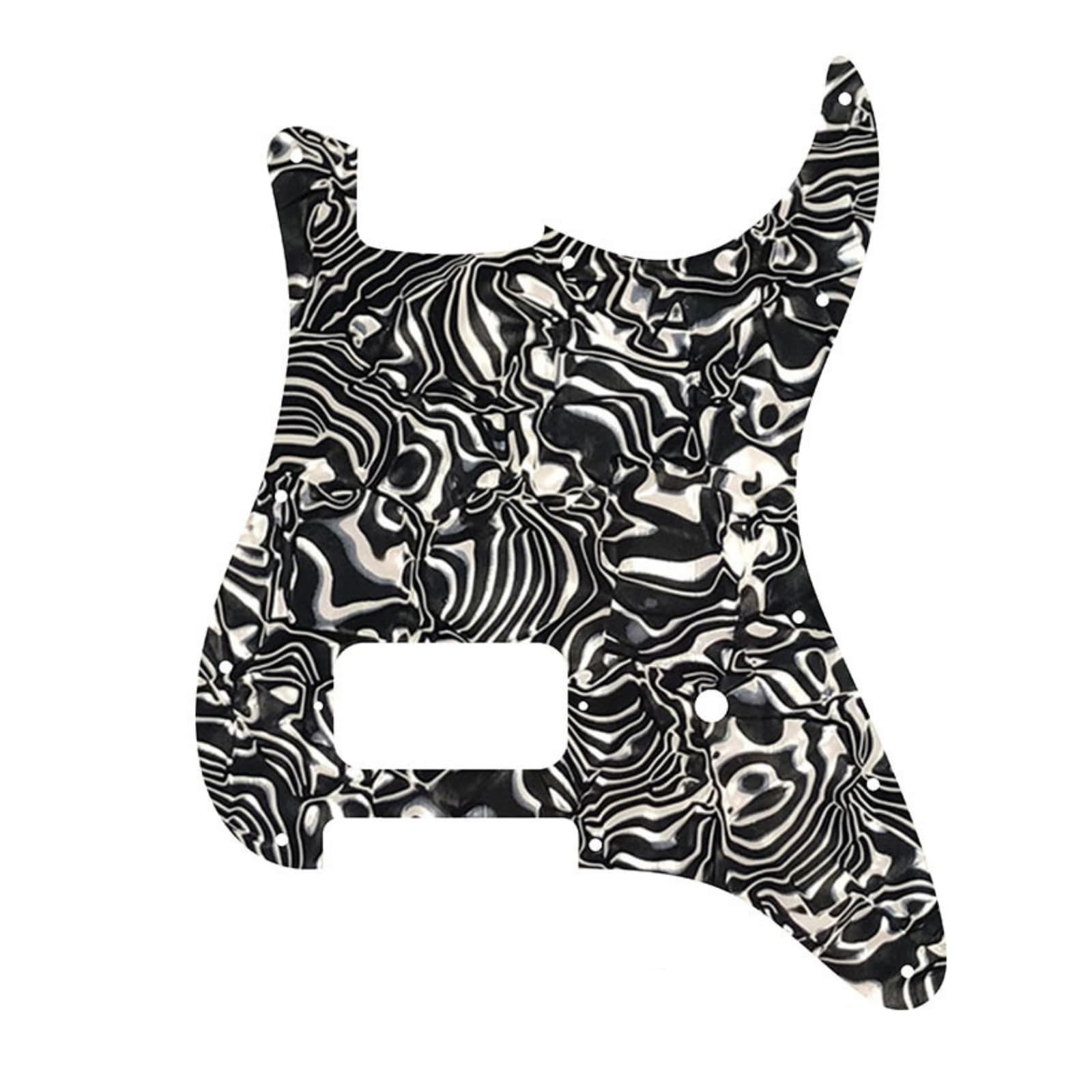 11-Hole Single Humbucker Strat Pickguard - Black Pearl Shell - Ploutone
