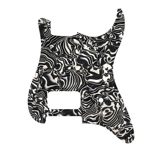 11-Hole Single Humbucker (Tom Delonge) Strat Pickguard - Black Pearl Shell - Ploutone