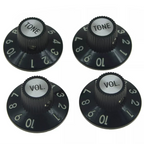 Telecaster Black Witch Hat Bakelite Knobs - 2 Volume, 2 Tone - Ploutone