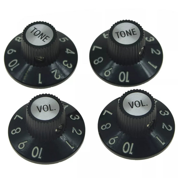 Bakelite Black Witch Hat Knobs for Telecaster (2x Volume 2x Tone)  from Ploutone