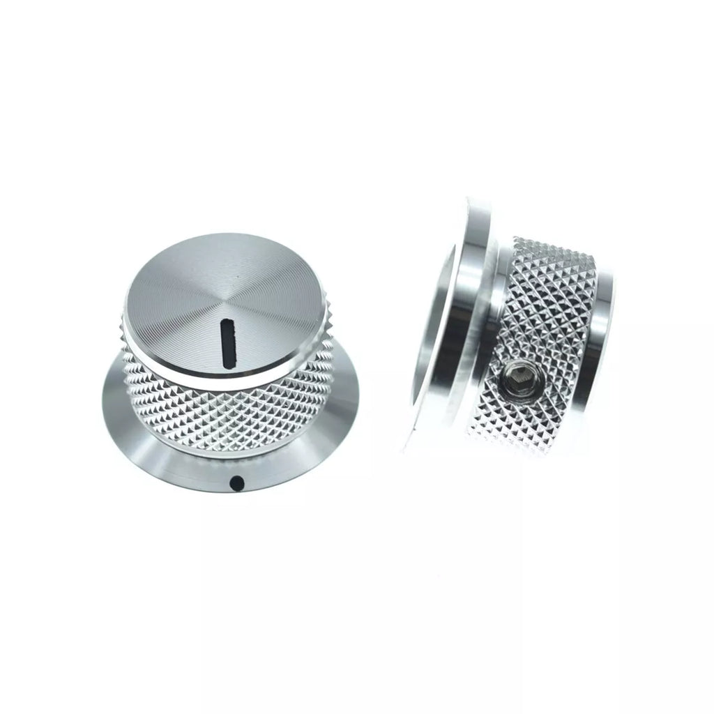 Silver Metal Top Hat Knobs - 1/4" Shaft (Set of 3) - Ploutone