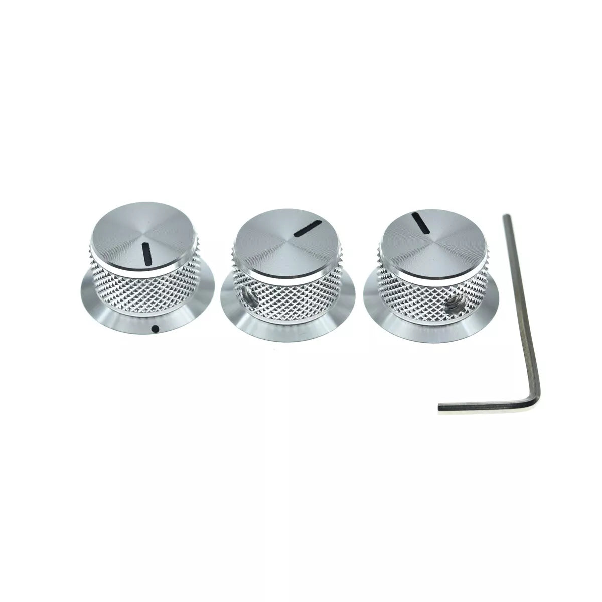 Silver Metal Top Hat Knobs - 1/4" Shaft (Set of 3) - Ploutone