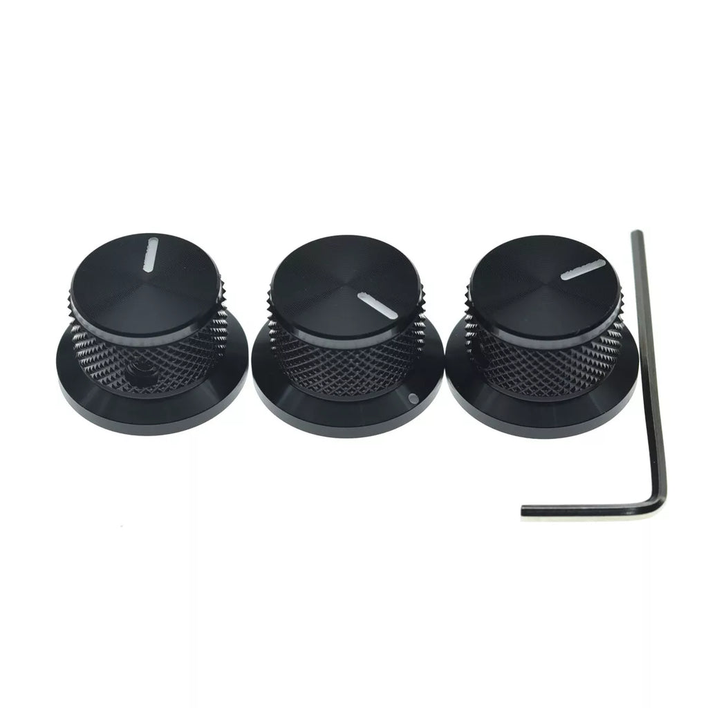 Black Metal Top Hat Knobs - 1/4" Shaft (Set of 3) - Ploutone