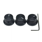 Black Metal Top Hat Knobs - 1/4" Shaft (Set of 3) - Ploutone