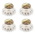 Guitar Knob Caps, Shell Inlay 18 Spline Metric - Transparent / Black Lettering Knobs from Ploutone