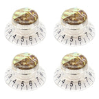Guitar Knob Caps, Shell Inlay 18 Spline Metric - Transparent / Black Lettering Knobs from Ploutone