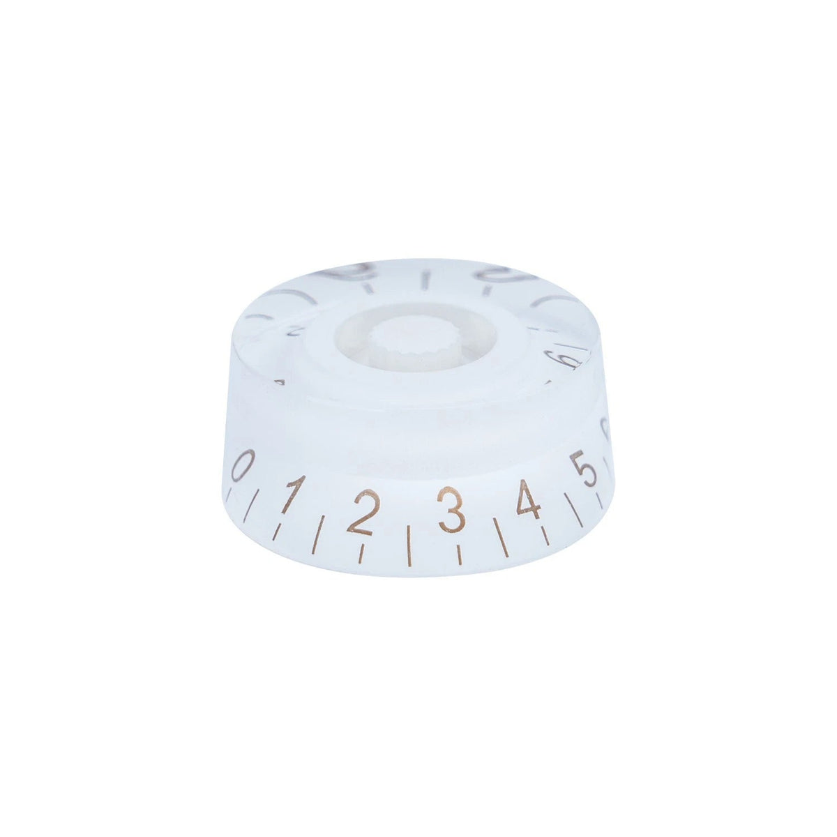 Guitar Speed Knobs, 18 Spline Metric (Set of 4) - White / Gold Lettering Knobs from Ploutone