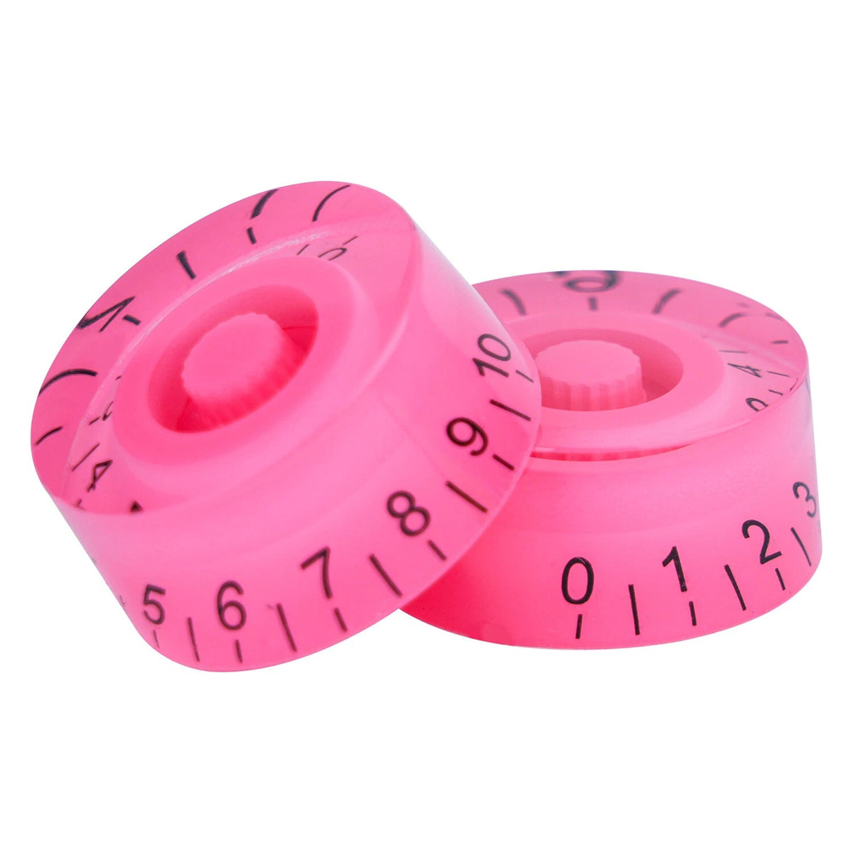 Guitar Speed Knobs, 18 Spline Metric (Set of 4) - Pink / Black Lettering - Ploutone