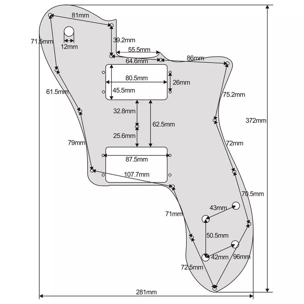 72 Deluxe Telecaster Pickguard (PAF Humbuckers) - 3-Ply Ivory - Ploutone
