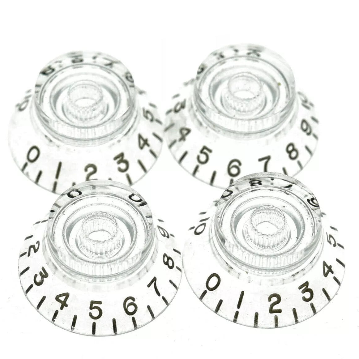 Clear Top Hat Bell Knobs for Gibson® - 24 Fine Spline (Set of 4) - Ploutone