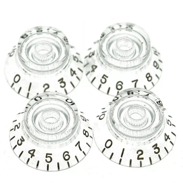 Clear Top Hat Bell Knobs, Fine 24 Spline for Gibson® (Set of 4)  from Ploutone