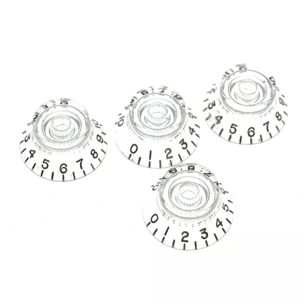 Clear Top Hat Bell Knobs, Fine 24 Spline for Gibson® (Set of 4)  from Ploutone