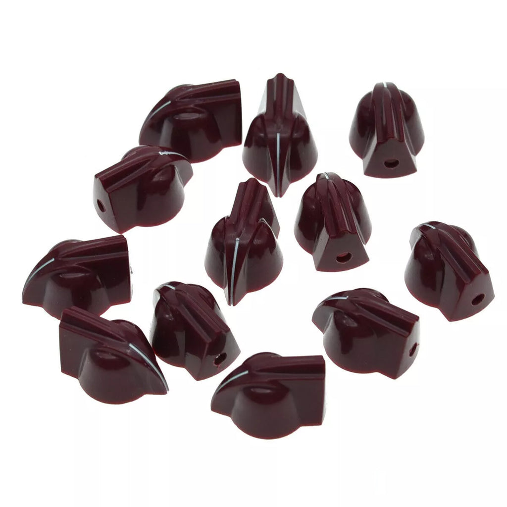 Vintage Mini Chicken Head Knobs - 1/4" for Amps & Pedals (Raised, Set of 12) Wine Red - Ploutone