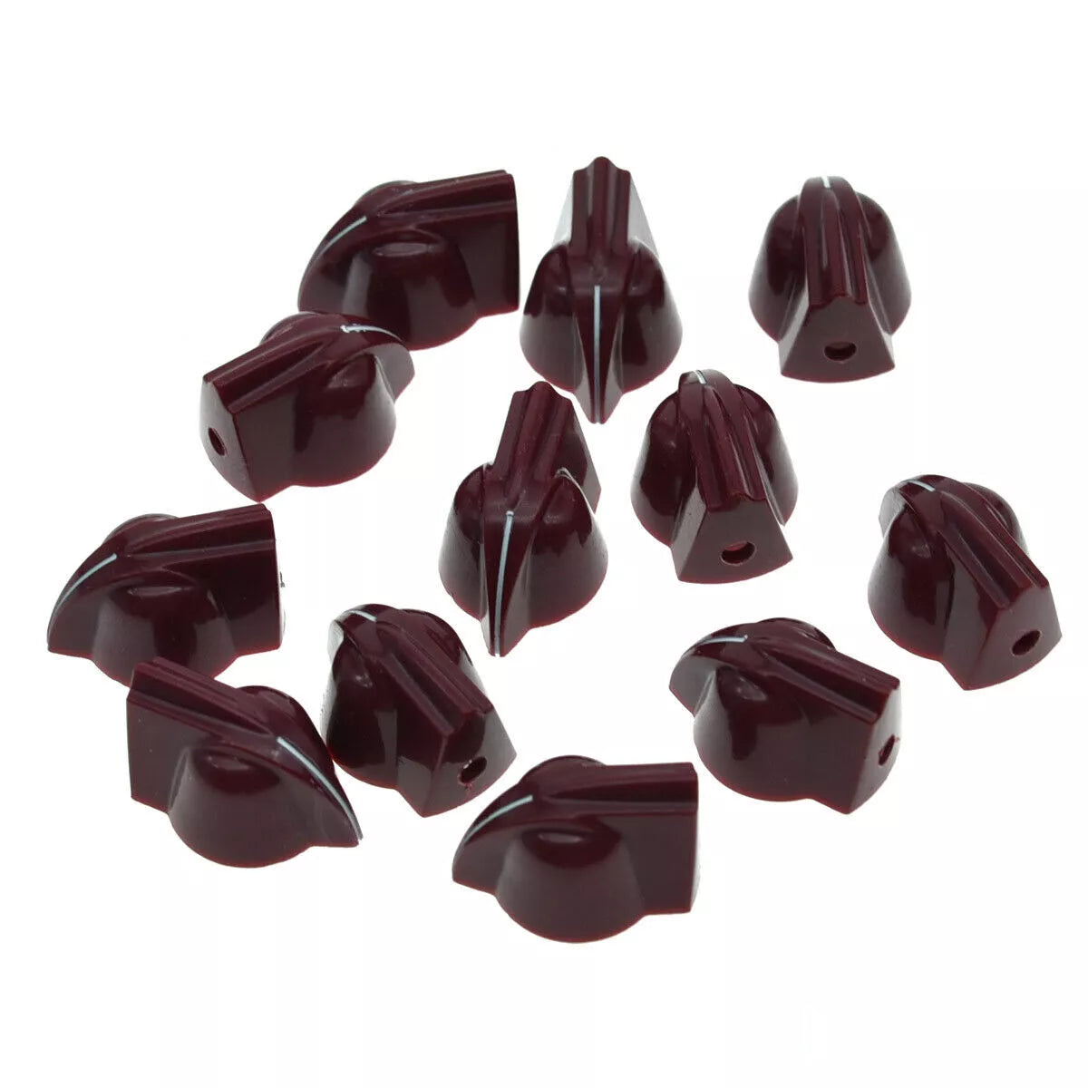 Vintage Mini Chicken Head Knobs - 1/4" for Amps & Pedals (Raised, Set of 12) Wine Red - Ploutone