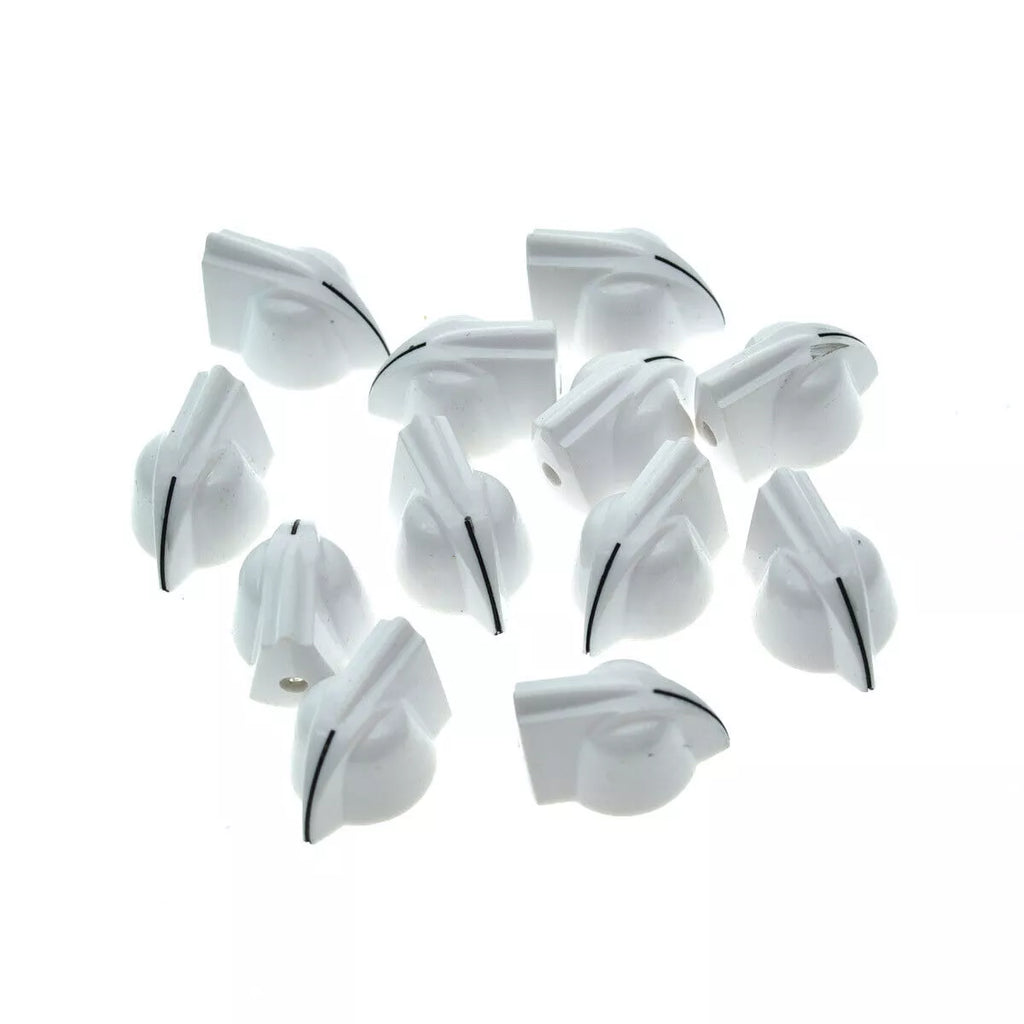 Vintage Mini Chicken Head Knobs - 1/4" for Amps & Pedals (Raised, Set of 12) White - Ploutone