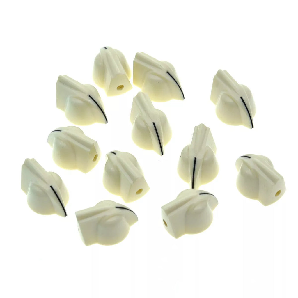 Vintage Mini Chicken Head Knobs - 1/4" for Amps & Pedals (Raised, Set of 12) Aged White - Ploutone
