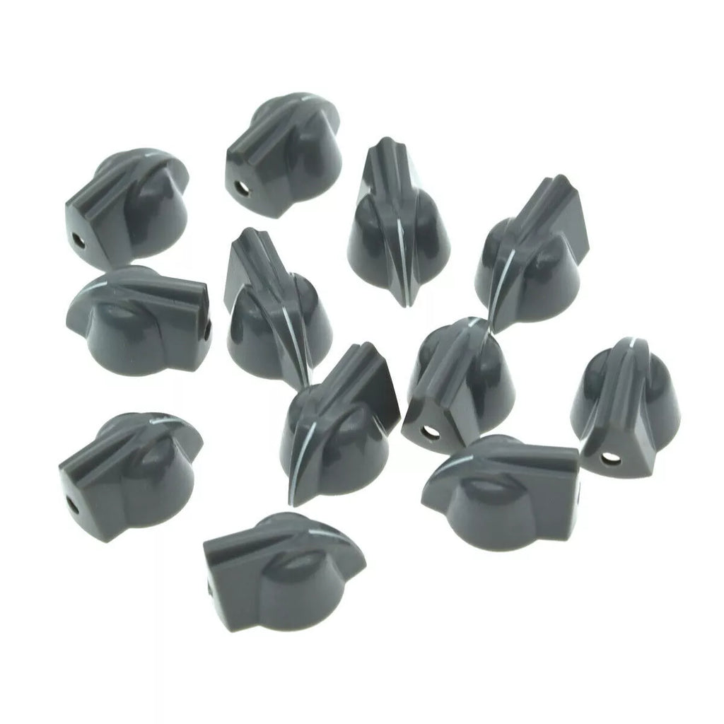 Vintage Mini Chicken Head Knobs - 1/4" for Amps & Pedals (Raised, Set of 12) Gray - Ploutone