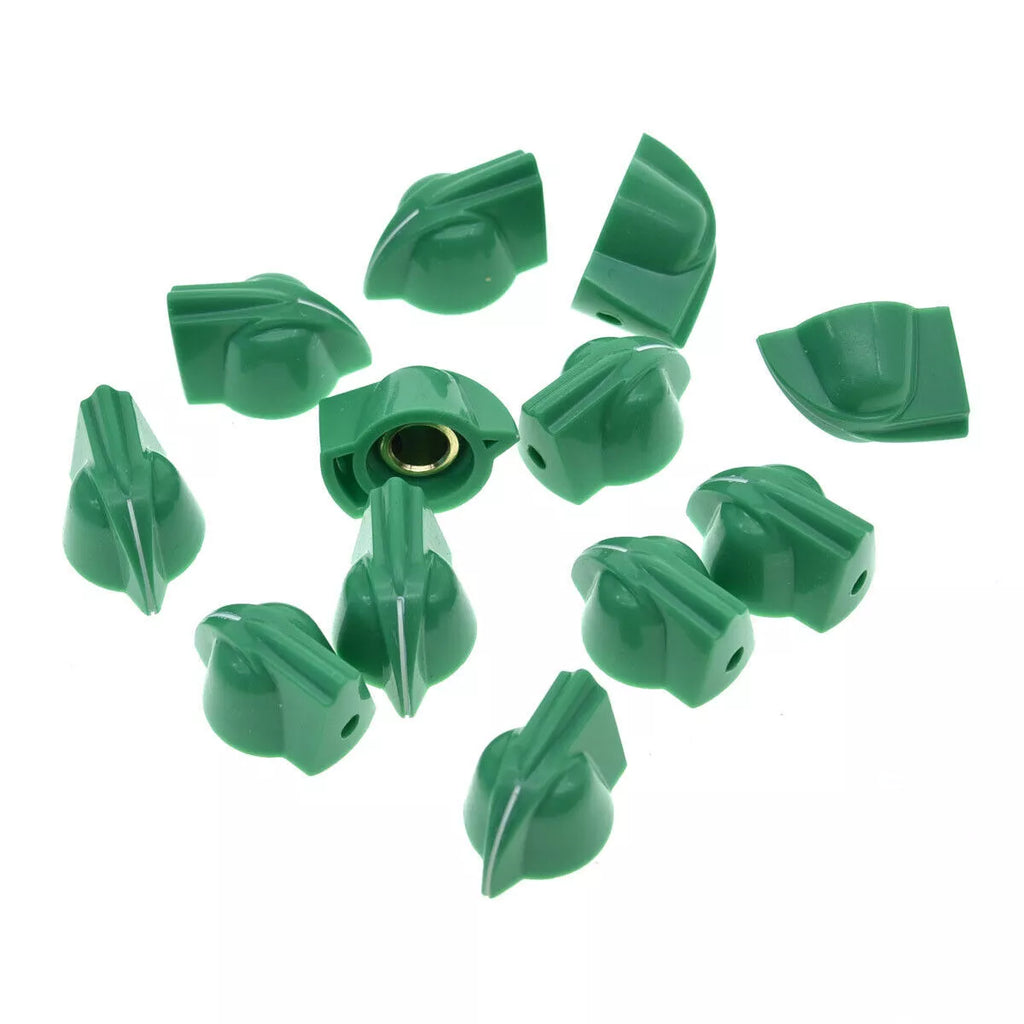 Vintage Mini Chicken Head Knobs - 1/4" for Amps & Pedals (Raised, Set of 12) Green - Ploutone
