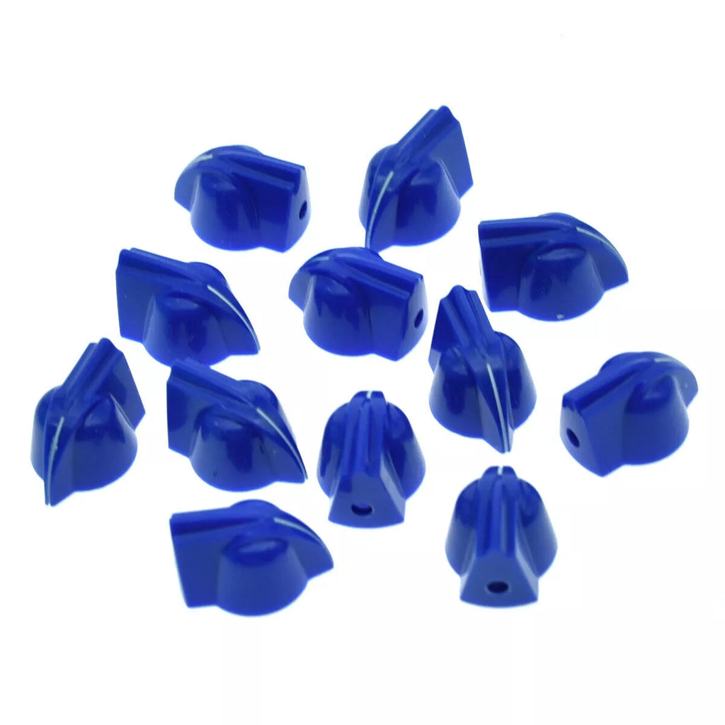 Vintage Mini Chicken Head Knobs - 1/4" for Amps & Pedals (Raised, Set of 12) Blue - Ploutone