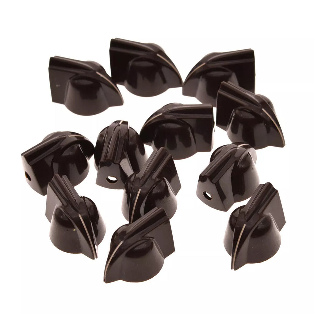 Vintage Mini Chicken Head Knobs - 1/4" for Amps & Pedals (Raised, Set of 12) Brown - Ploutone