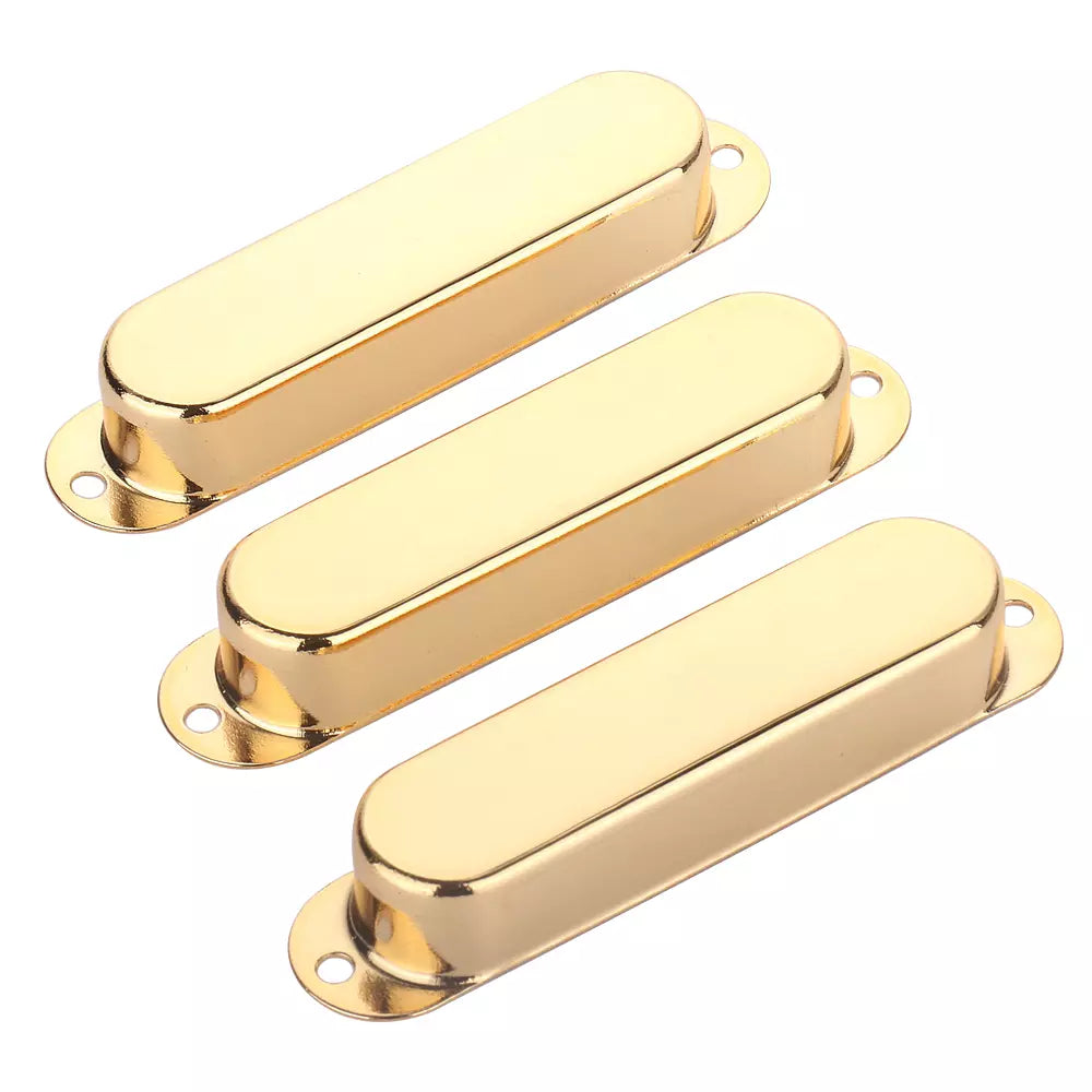 Stratocaster Metal Single Coil Pickup Covers (No Holes) - Gold 3 Pcs - Ploutone