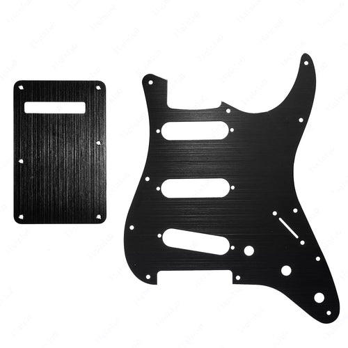 11-Hole SSS Metal Strat Pickguard & Back Plate - Anodized Aluminum Multiple Colors Black Anodized - Ploutone