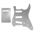 11-Hole SSS Metal Strat Pickguard & Back Plate - Anodized Aluminum Multiple Colors Brushed Aluminum - Ploutone