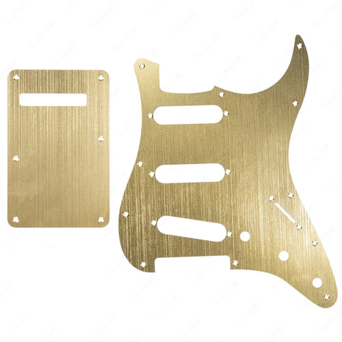11-Hole SSS Metal Strat Pickguard & Back Plate - Anodized Aluminum Multiple Colors Gold Anodized - Ploutone
