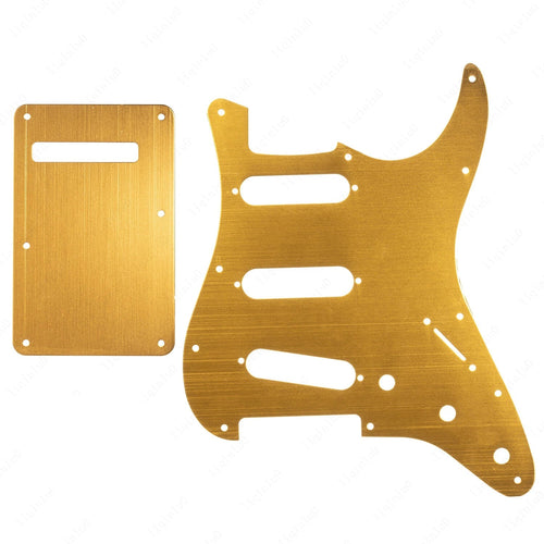 11-Hole SSS Metal Strat Pickguard & Back Plate - Anodized Aluminum Multiple Colors Orange Gold Anodized - Ploutone