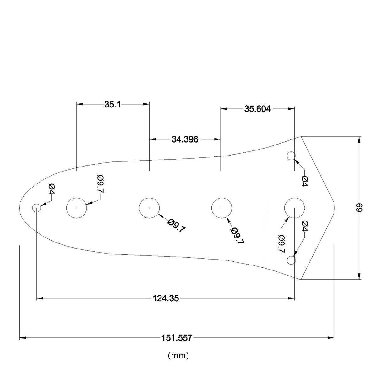 10-Hole Metal Jazz Bass Pickguard & Control Plate - Aluminum - Ploutone