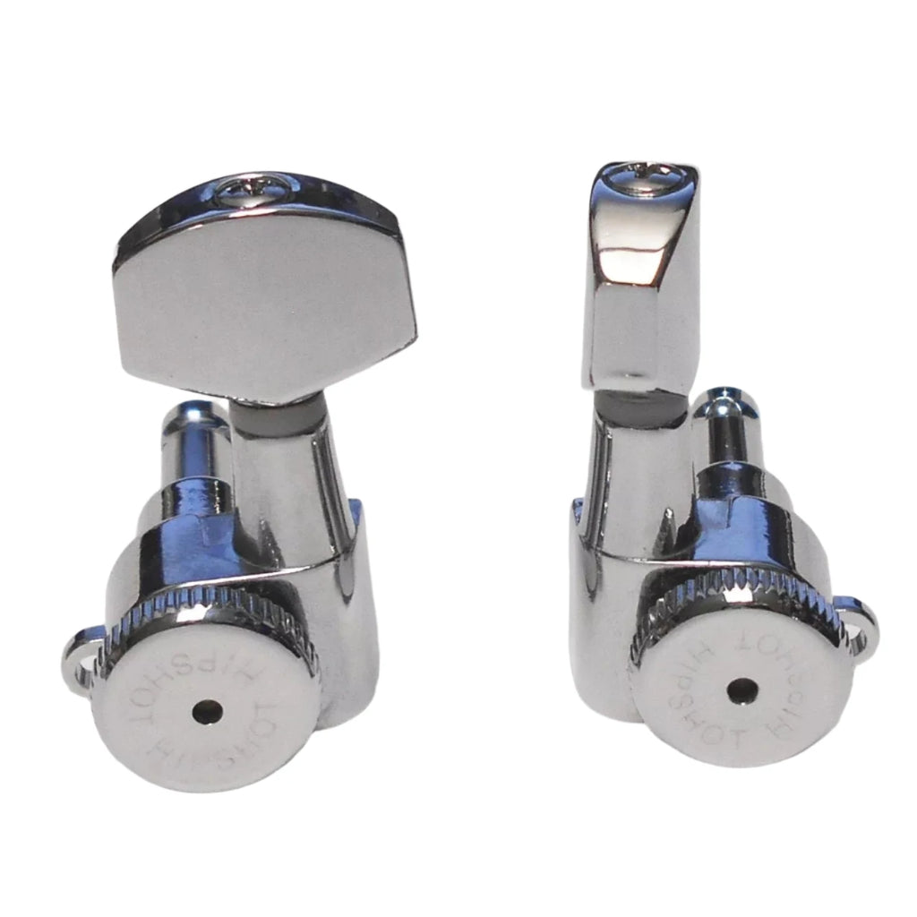 Hipshot Grip-Lock Closed Gear Guitar Tuner Upgrade Kit for 3+3 Headstocks (10mm Post Holes) Chrome - Ploutone