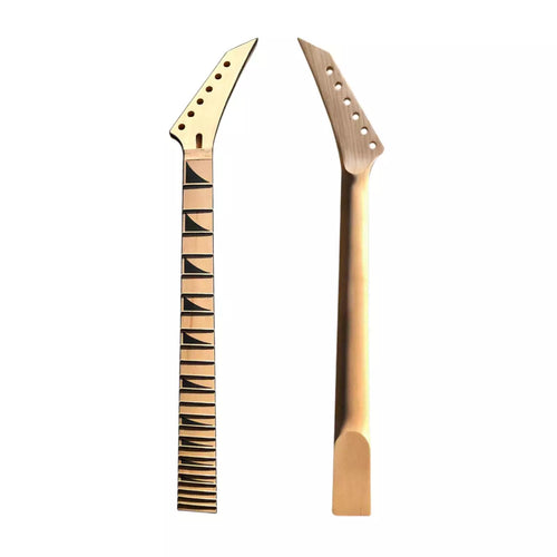 24 Fret Superstrat Guitar Neck – Maple, Shark Fin Inlays, Black Binding, 25.5" Scale, Locking Nut Style, 56mm Bolt-On Heel, Unfinished - Ploutone