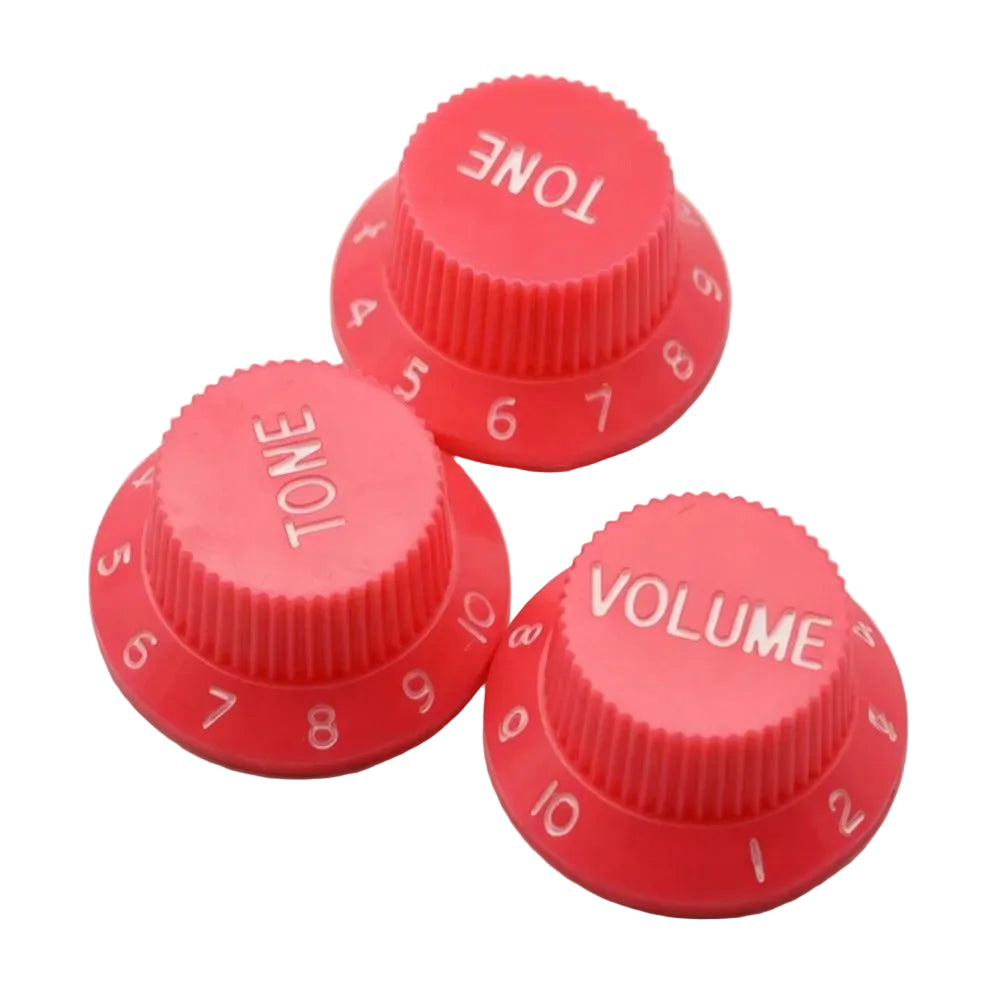 Electric Guitar Top Hat Control Knobs, 24 Spline Imperial (Set of 3) - Pink - Ploutone