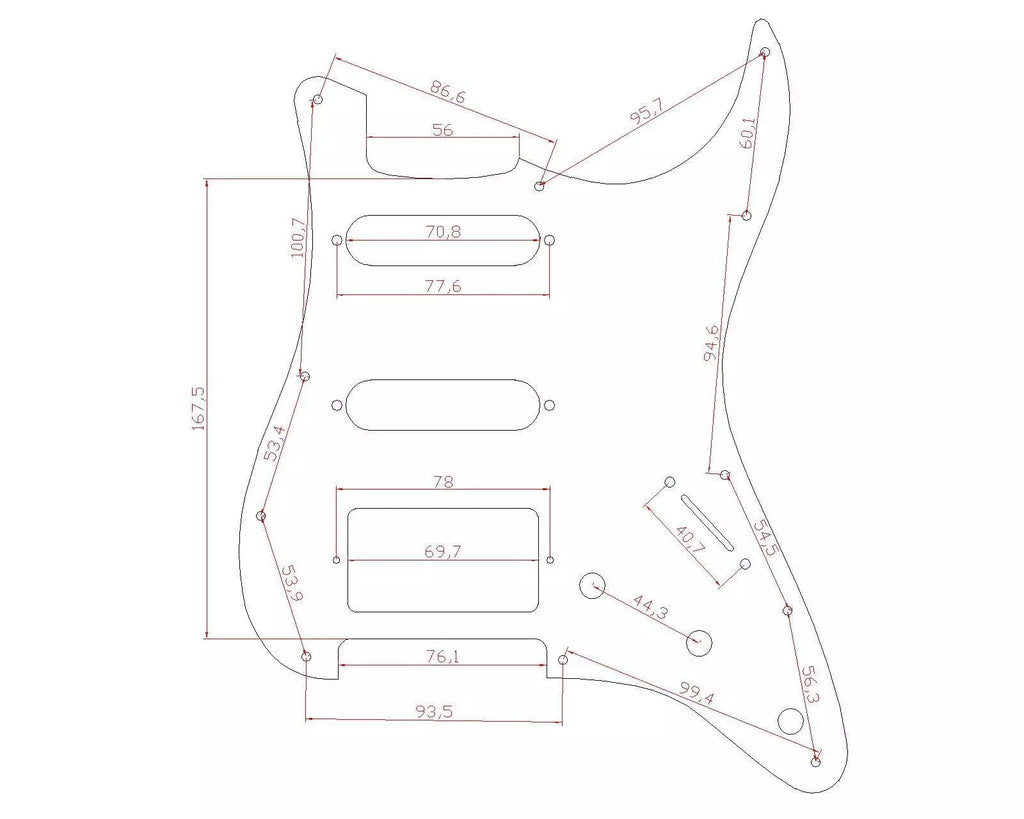 11-Hole HSS Metal Strat Pickguard - Black Aluminum - Ploutone