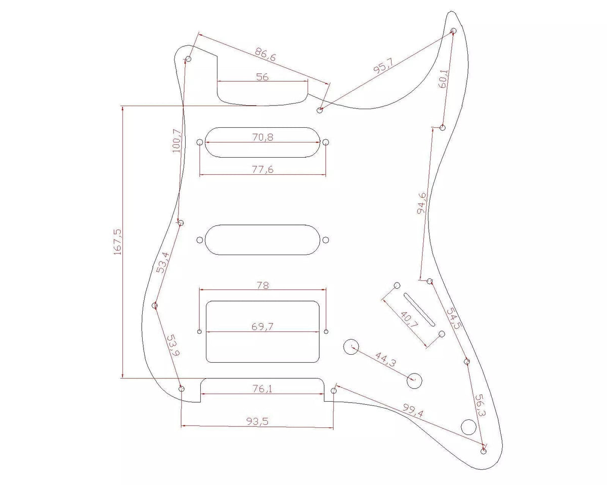 11-Hole HSS Metal Strat Pickguard - Black Aluminum - Ploutone