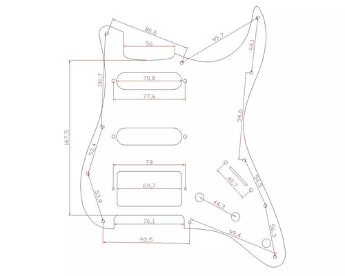 11-Hole HSS Metal Strat Pickguard - Black Aluminum - Ploutone