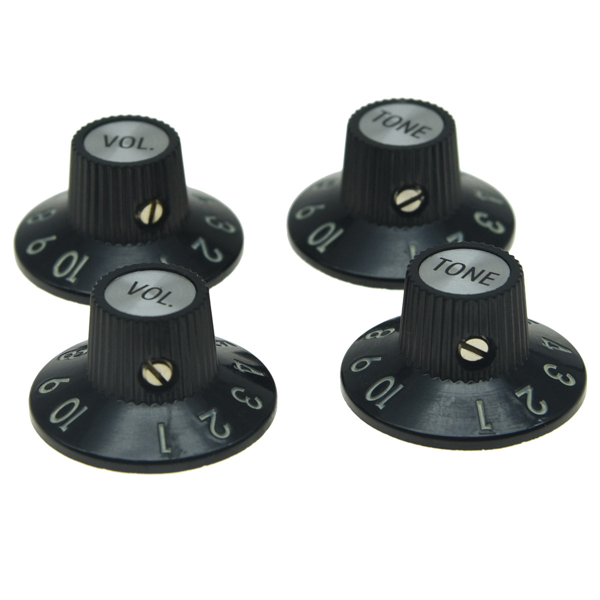 Telecaster Black Witch Hat Bakelite Knobs - 2 Volume, 2 Tone - Ploutone