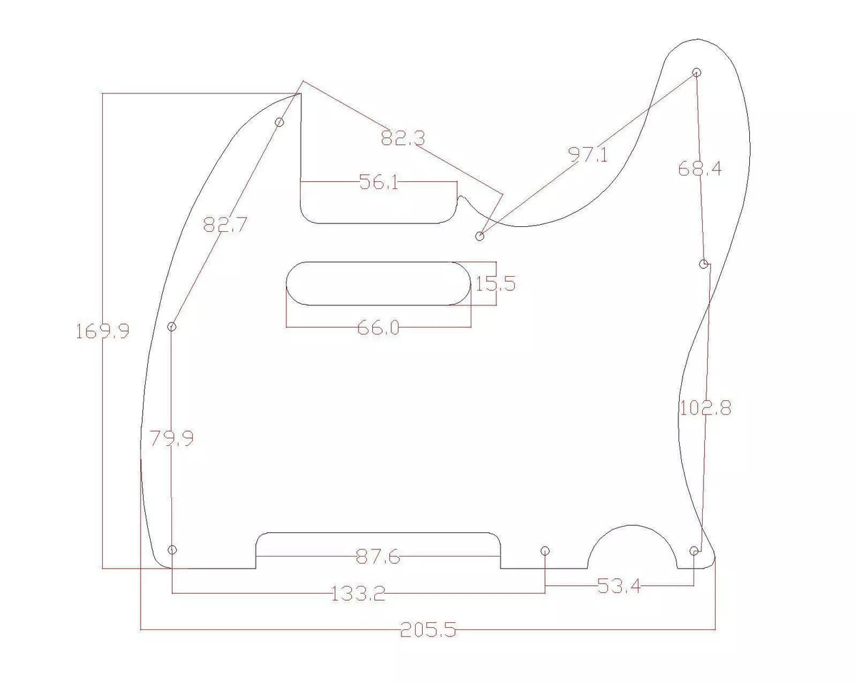 8-Hole Metal Telecaster Pickguard - Black Brushed Aluminum - Ploutone