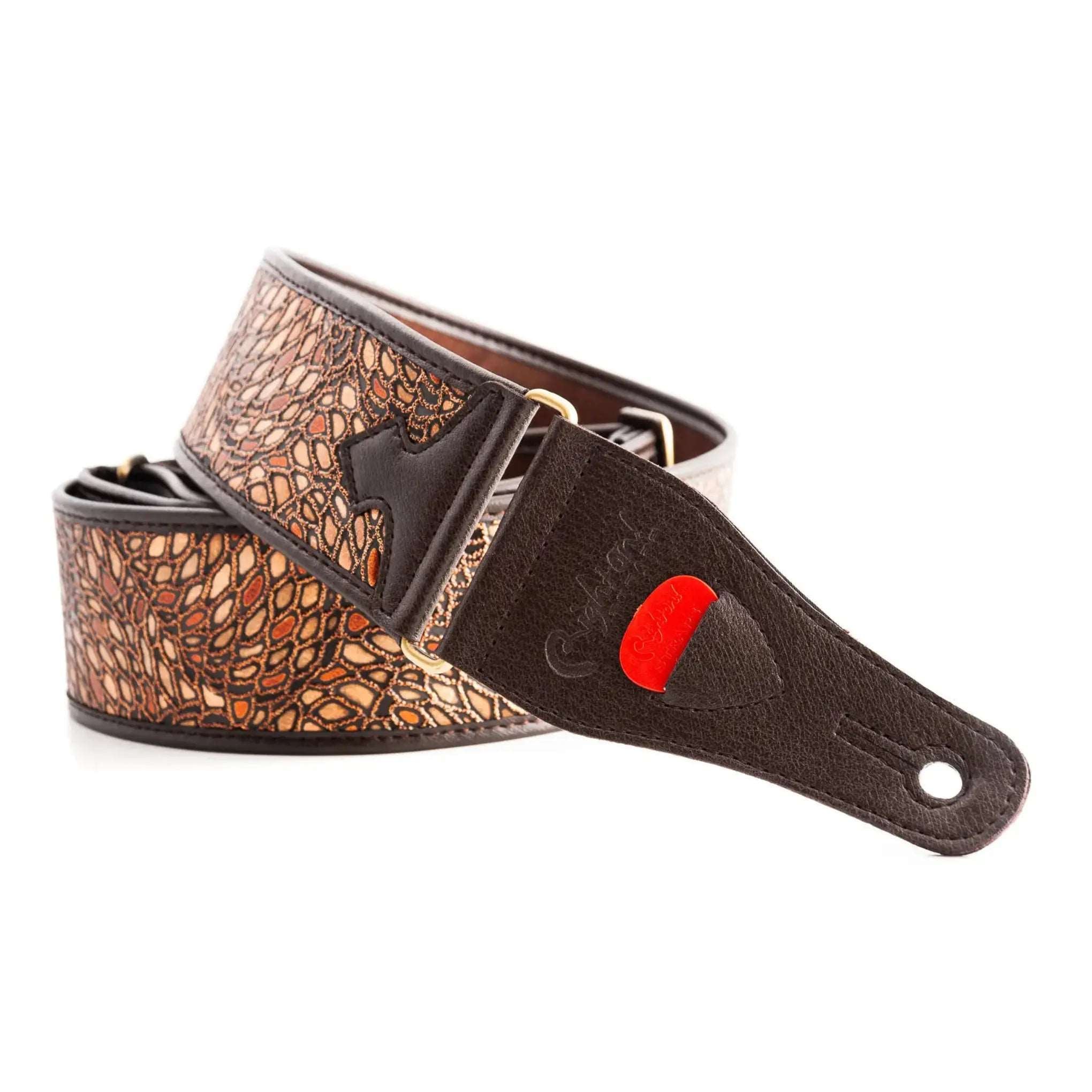 RightOn Steady Talisman Alien Brown Guitar Strap - Ploutone