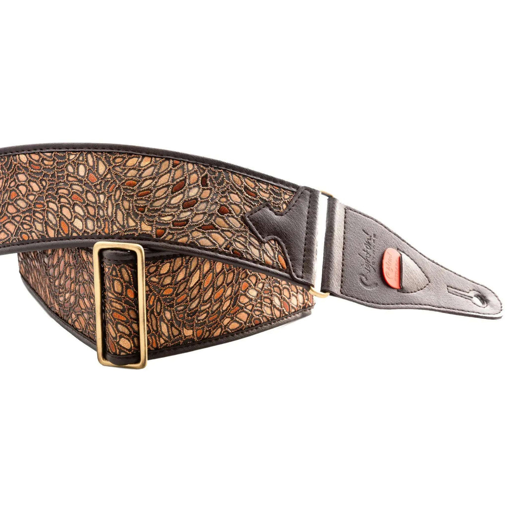RightOn Steady Talisman Alien Brown Guitar Strap - Ploutone