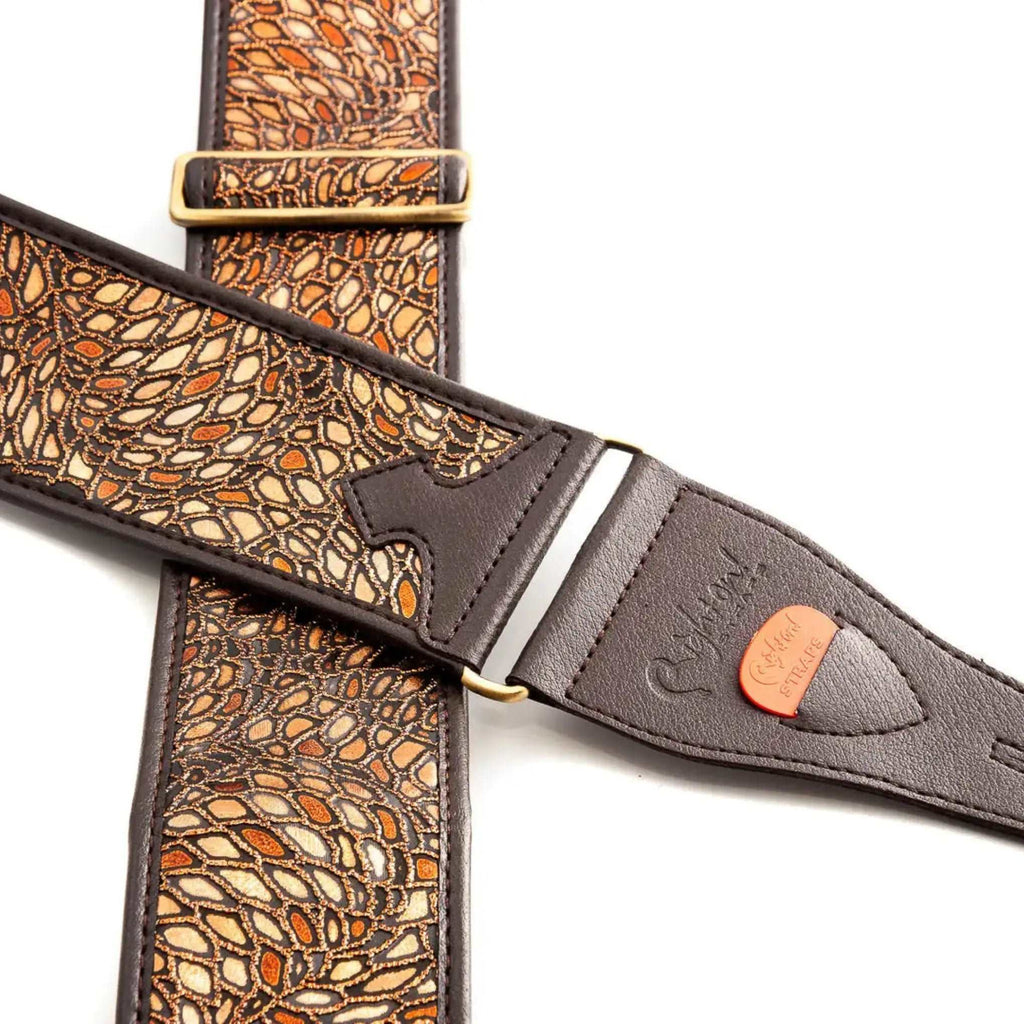RightOn Steady Talisman Alien Brown Guitar Strap - Ploutone