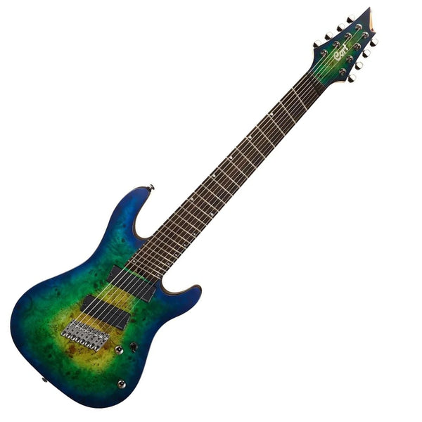 Cort KX508 8-String Multi-Scale Electric Guitar in Mariana Blue Burst - Ploutone