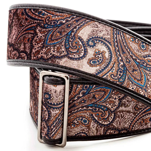 RightOn Steady Talisman T. Paisley Velvet Brown Guitar Strap - Ploutone