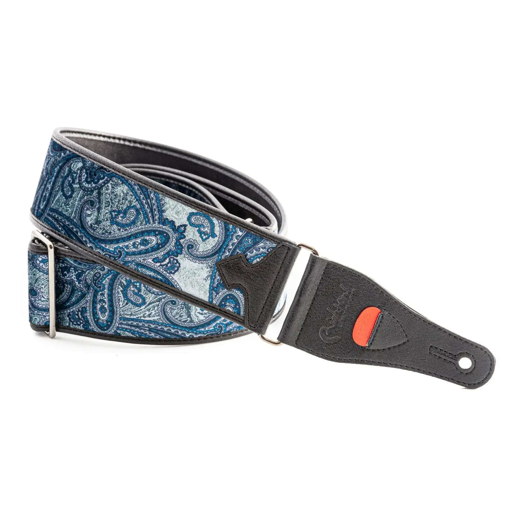 RightOn Steady Talisman T. Paisley Velvet Blue Guitar Strap - Ploutone