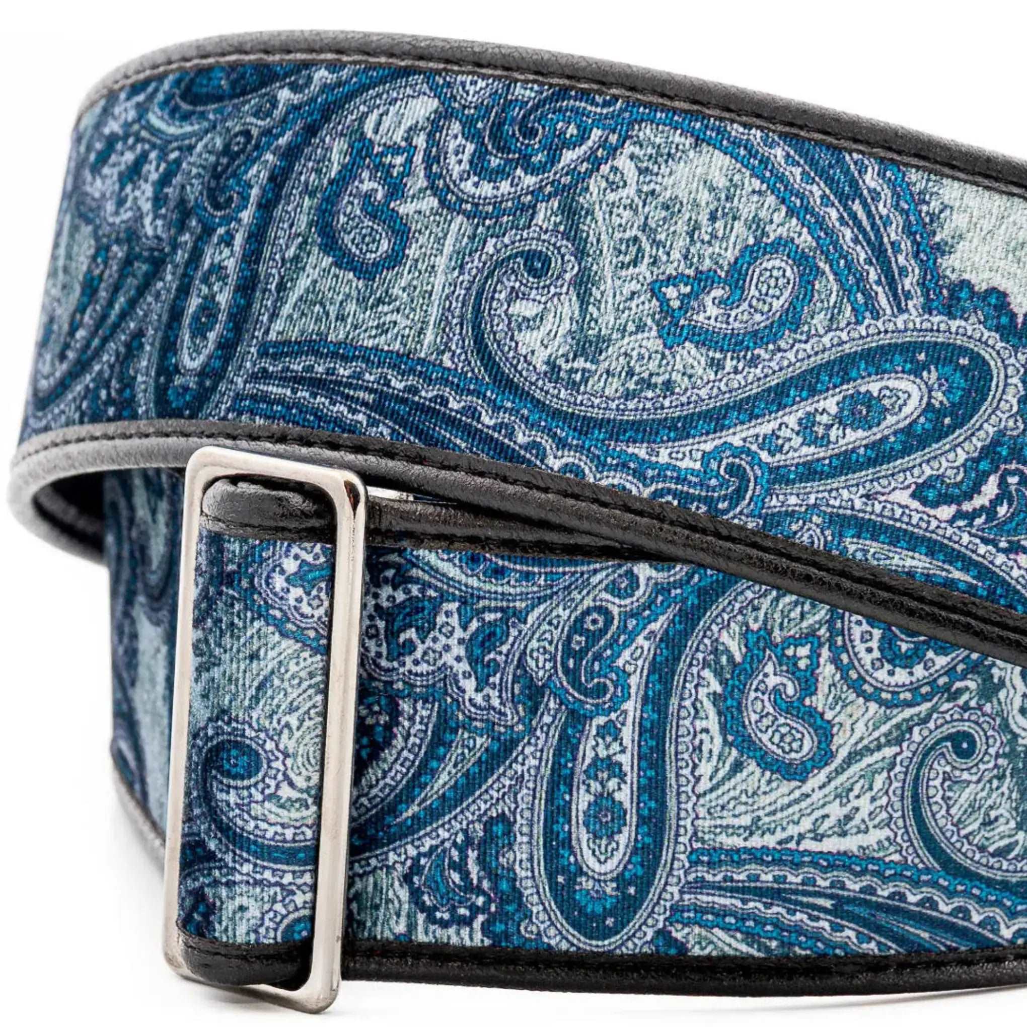 RightOn Steady Talisman T. Paisley Velvet Blue Guitar Strap - Ploutone