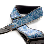 RightOn Steady Talisman T. Paisley Velvet Blue Guitar Strap - Ploutone